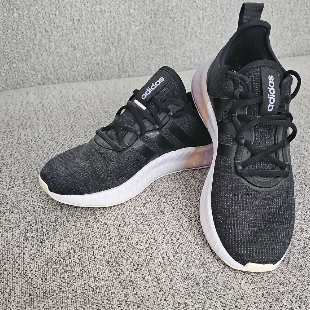 adidas Black Knit Athletic Sneakers with White Sole